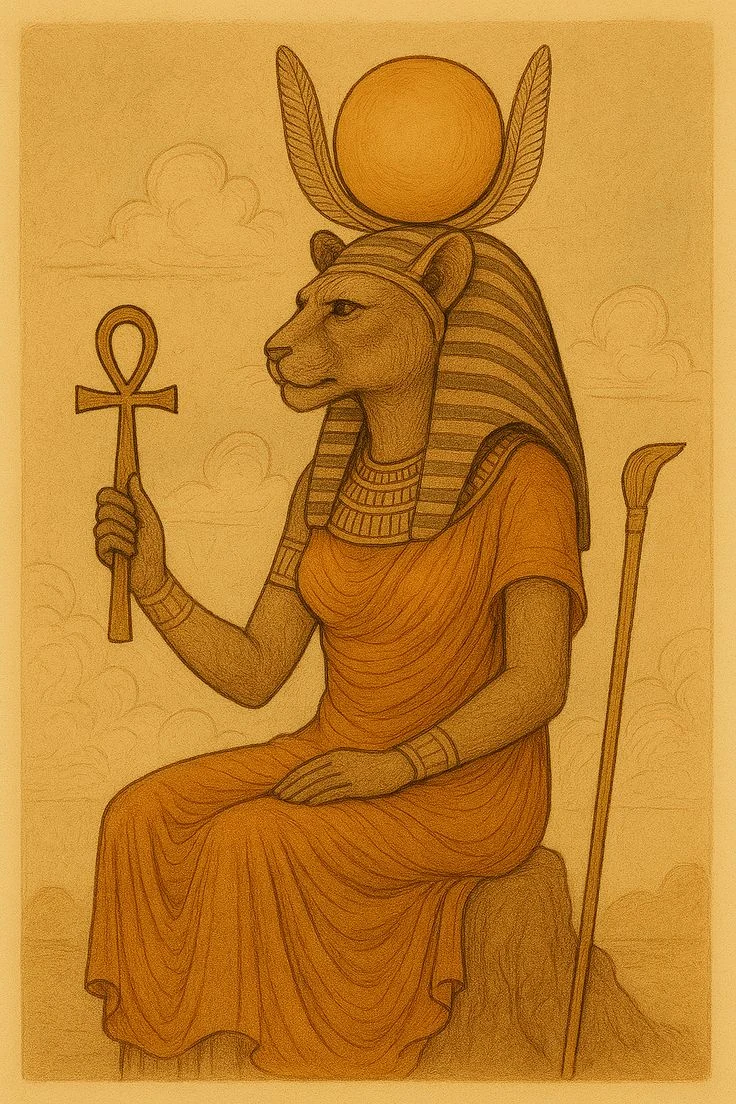 Sekhmet-inspired Egyptian artwork